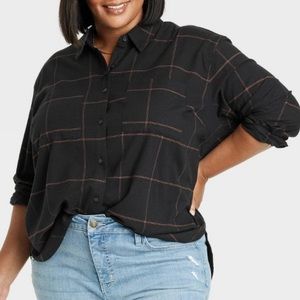 Ava&Viv Long Sleeve Flannel Button-Down Shirt 3XL NWT